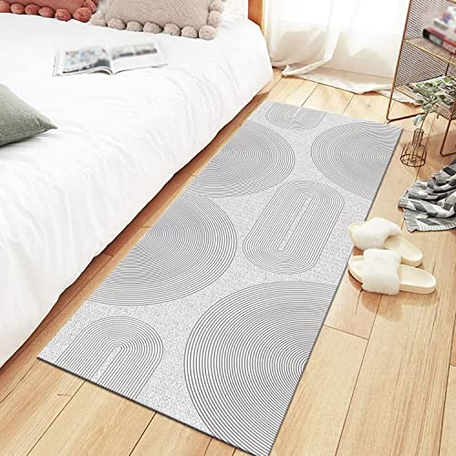 Tapis de couloir moderne 70x450 cm en polyester doux gris abstrait