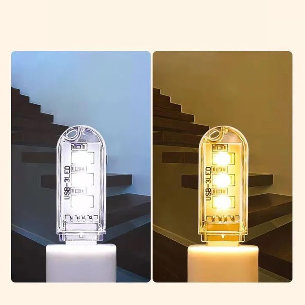 Cerioll LED do laptopa PC, lampka klawiatury komputera, mini przenośna lampa USB, lampa do komputera z 6 mieszanymi światłami LED USB (3 białe + 3 żółte)