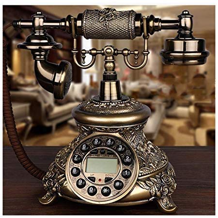 Téléphone Rétro Vintage Téléphone Téléphone Filaire Cadran Fixe Téléphone Maison Fixe Rotatif Européen Rétro Cadran Blanc Bronze