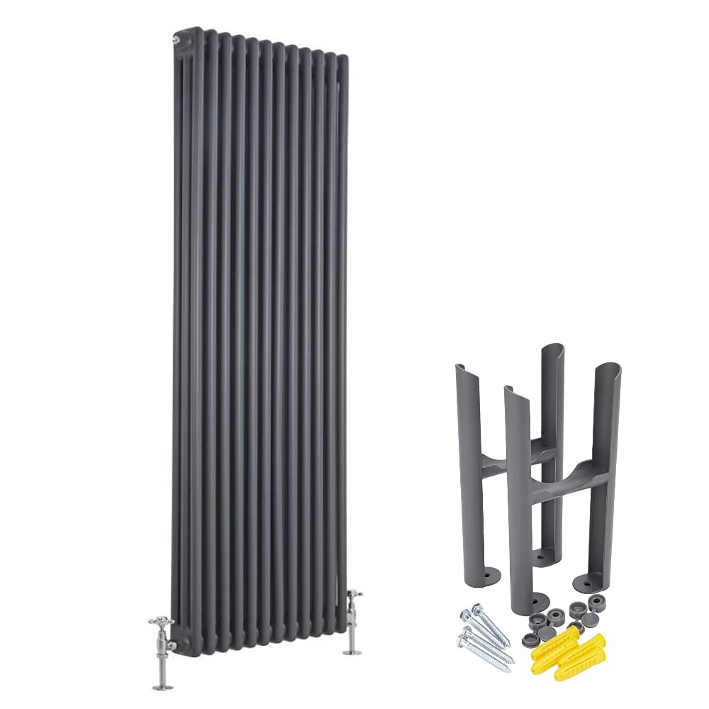Milano Anthracite Windsor Cast Iron Style Vertical Triple Column Radiator Feet - 1800Mm X 560Mm
