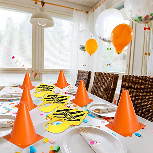 Geyoga 24 Pieces Construction Party Supplies Favor For Kids Construction Vest Cones Hat Dress Party Bag For Construction Theme Construction Birthday Party Halloween Decorations #TOP3