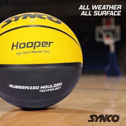 Image of Synco Hooper Basketball Size-7 | Men's Basketball | Moulded Technology | 8 Panel | Suitable for Indoor & Outdoor Games (Yellow Black)