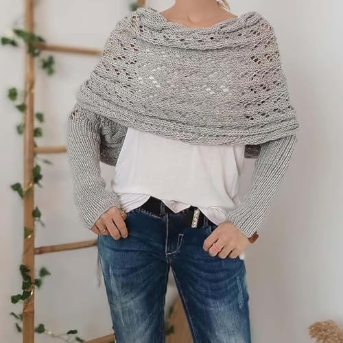 Multifunctional Scarf with Sleeves, Knitted Cable Wrap, Scarf Sweater Wrap with Sleeves, Scarf with Sleeves Crochet Pattern3