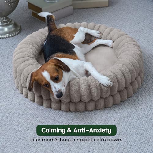 BALANCE Luxury Donut Dog Bed, 30 Inches Round Dog Bed Medium Size Dogs Washable, Orthopedic Calming Dogs Bed for Pets with Anti-Slip Bottom, Oatmeal - Image 4