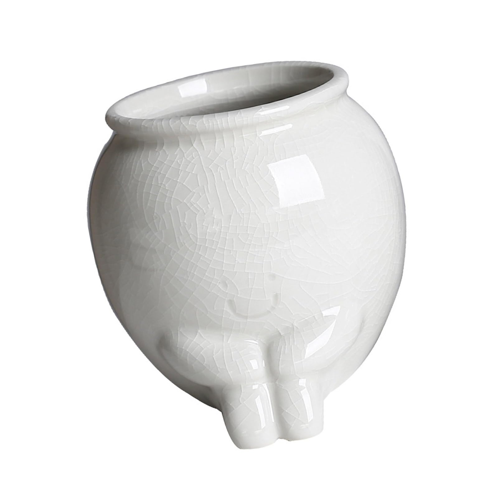 Snorvixre Artistic Smiling Head Planter Pots Cracked Glazes Ceramic Container for Succulents Plant Home Decoration Unique Smiling Face Succulents Planter