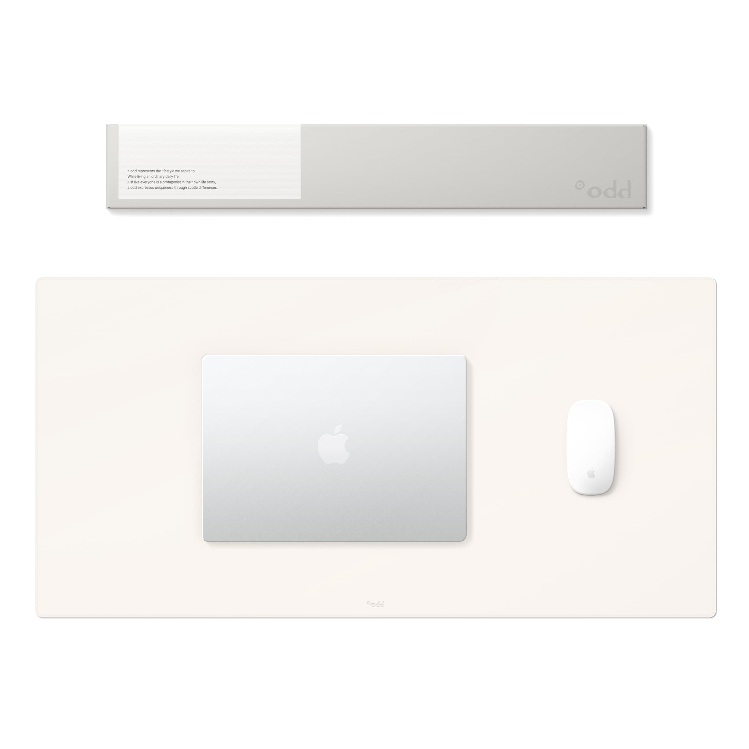 AWESOME DESIGN a.odd PU Leather Desk Mat | Large Mouse Pad & Desk Protector | Anti-Slip, Waterproof & Wipe-Clean Desk Pad for Home Office and Work (Porcelain Ivory)