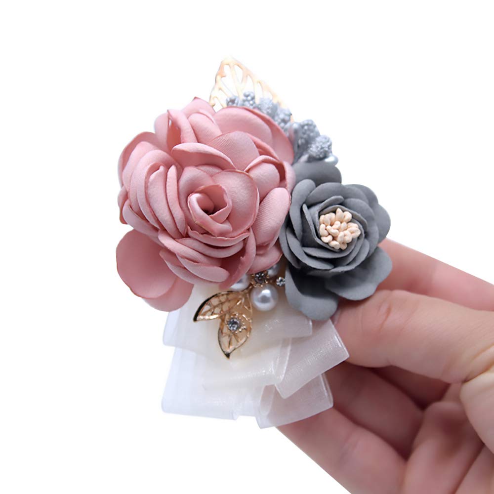 shiwaki wedding supplies decoration girl bridesmaid boutonniere prom party Small tea rose corsage wedding decoration gift (Champagne) - Image 4