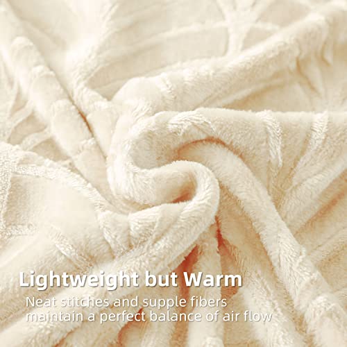 Whale Flotilla Flannel Fleece King Size Blanket for Bed, Soft Fluffy Velvet Bedspread Coverlet with Decorative Vintage Pattern for All Season, Warm and Lightweight, 90x104 Inch, Ivory