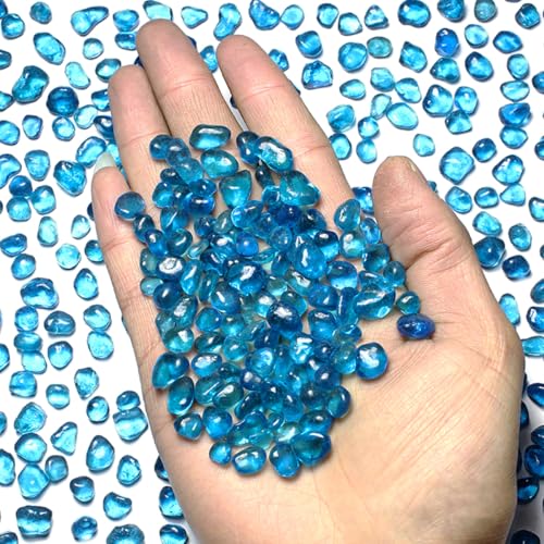 Image of 1 LB (460g) Tumbled Irregular Sea Glass Gemstone Chips, Lake-Blue | Vibrant Long-Lasting Hues, Premium Polished, Safe Non-Toxic Material, Ideal for DIY Crafts & Decorations