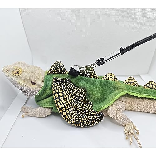 Image of 3 Packs Bearded Dragon Harness and Leash Adjustable(S,M,L) - Soft Leather Reptile Lizard Leash for Amphibians and Other Small Pet Animals (Dinosaur)