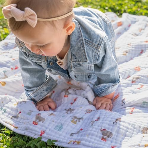 Image of aden + anais Essentials Dream Blanket, Muslin Baby Blankets for Girls & Boys, Ideal Lightweight Newborn Nursery & Crib Blanket, Elephant Circus