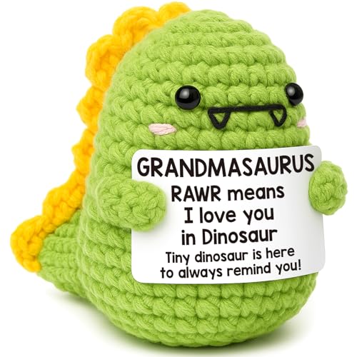 Mini Birthday Gift for Grandma from Granddaughter Grandson I Love You Grandmother Best Ever Grandparents Day Handmade Crochet Small Dinosaur Thanksgiving Day Presents for Great Grandma Nana Gigi