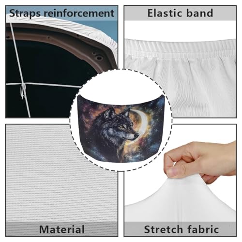 Image of Car Hood Cover Protector,Wear-Resistant Print Hood Covers for Cars,Universal Accessories for Decoration Black Wolf Moon Print Design