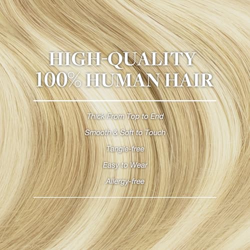 Image of GOO GOO Clip in Hair Extensions Real Human Hair, Remy Human Hair Extensions Clip ins for Women, Natural Human Hair, 14inch 150g 9Pcs, 18D /22F Dirty Blonde Highlights