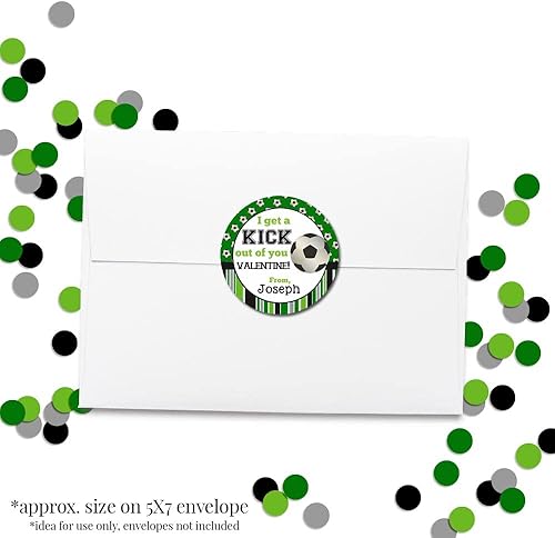 Miniatura 4 de Amanda Creation - Etiquetas adhesivas personalizadas y personalizadas con temática de fútbol para el día de San Valentín, 40 calcomanías circulares