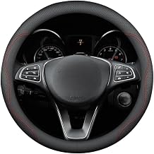 RYE for Ford F150 Steering Wheel Cover, Leather Car Steering Wheel Cover Heavy-Duty Durable Breathable, for Ford F150 F250 F350 Expedition Accessories - Black Pattern 3