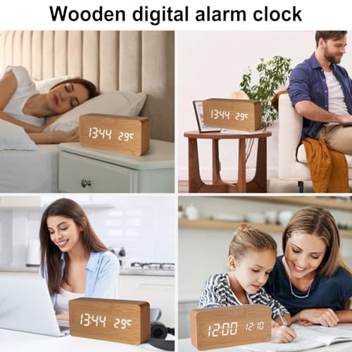 Reloj de escritorio de madera resistente y compacto con pantalla digital nitidez premium 6