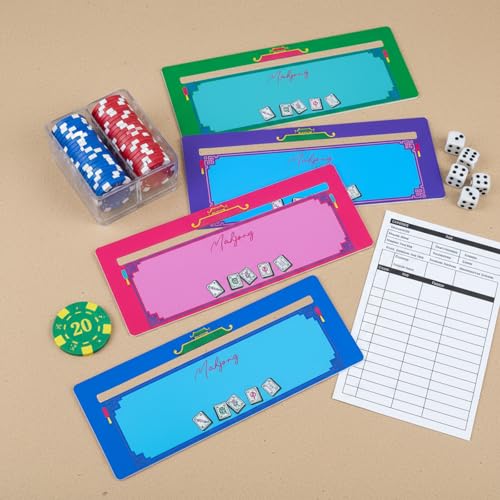 Juego de 4 guías para cartas Mahjong multicolor miniatura 5