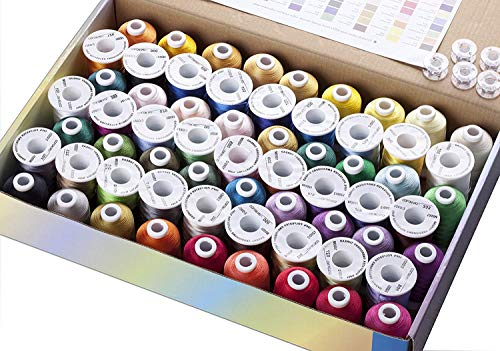 Simthread 63 Brother Colors Polyester Machine Embroidery Thread 1000M(1100Y) Big Spool For Brother Babylock Husqvarna Janome Singer Pfaff Bernina Serger Embroidery And Sewing Machines #TOP4