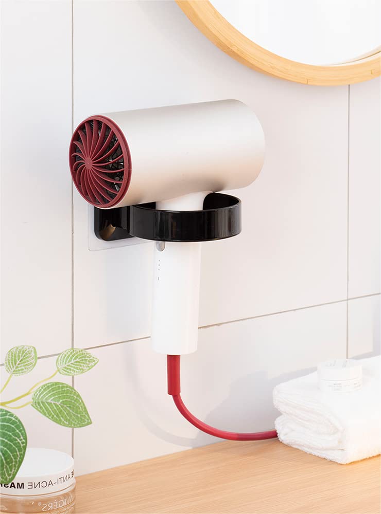 Soporte para secador de pelo autoadhesivo sin taladrar montaje en pared Negro
