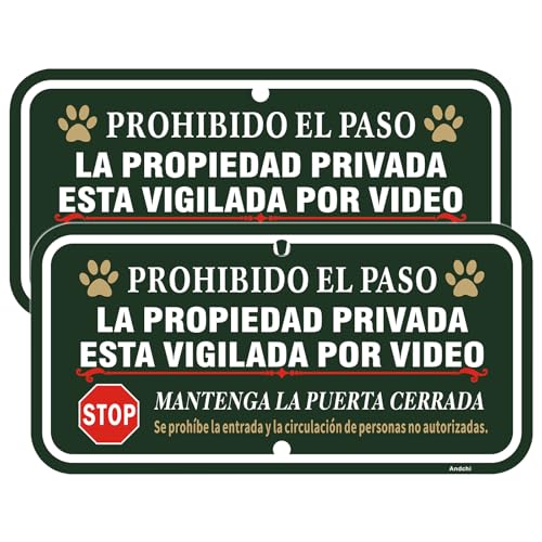 2pzs Señal de Propiedad Privada, No Entrar, Prohibido Cruzar, Por Favor Cierre la Puerta, CCTV - Señales de Advertencia ES (Verde - Privado, 15 * 30)