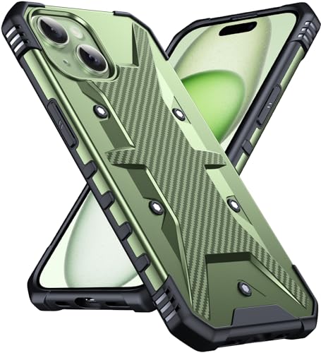 DASFOND Funda para iPhone 15，[2 en 1] [Prueba anticaída de 12 pies] Funda de protección Resistente, súper Militar, a Prueba de Golpes, Ligera, Protectora Compatible con iPhone 15 6.1'', Rojo