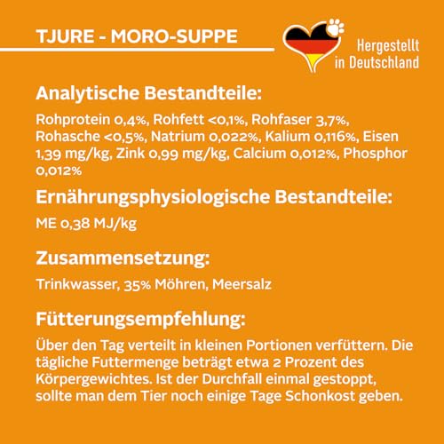 Tjure Morosche Karottensuppe Hund & Katze | 6 x 320 ml | Ergänzungsfuttermittel auf Karottenbasis | Zur Ergänzung der Fütterung in besonderen Phasen | Ohne Zusatzstoffe