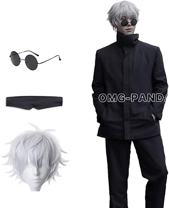 OMG Jujutsu Kaisen Cosplay Costume With Wig, For Men and Women, School Festivals, Uniforms, Conventions, Disguise, Present, Festival, Adult, Halloween Satoru Gojo + Wig, Size L