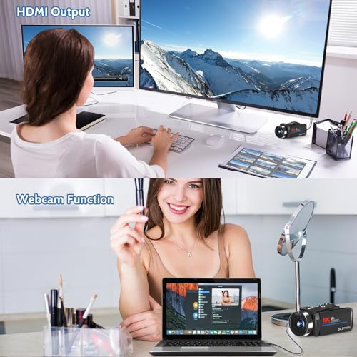 Image of VETEK Video Camera 6K 64MP UHD WiFi Vlogging Cameras for YouTube 18X Digital Zoom IR Night Vision 3.0'' Touch Screen Camcorder with 32GB Card, Microphone, Remote, Two Batteries