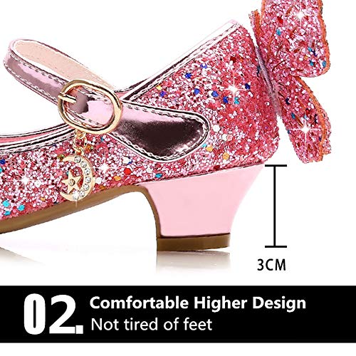 TangDao Kids Girls Sparkly Butterfly Mary Jane Wedding Party Shoes Glitter Bridesmaids Low Heels Princess Heels Dress Shoes(Toddler/Little Kid/Big Kid)3