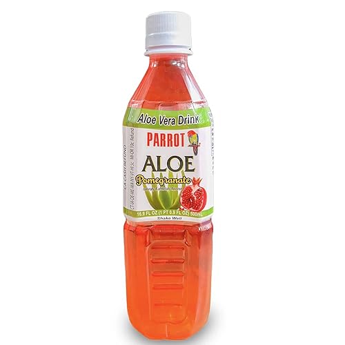 Miniatura 1 de Parrot Bebida de aloe vera con sabor a pulpa y granada, aloe masticable añadido, bebida dulce y refrescante de Jucie de 16.9 onzas líquidas (paquete