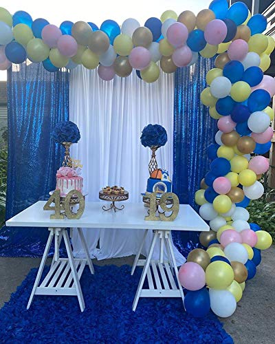 Image of Sequin Backdrop Navy 4 Pieces 2FTx8FT Shimmer Birthday Wedding Photograph Baby Shower Decoration Backdrop Fabric