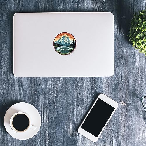 Image of Mount Rainier National Park Sticker - Waterproof Vinyl Decal for Car Bumper, Laptop, Luggage, Water Bottle, Wall, and Window, Size - 3'' X 3''