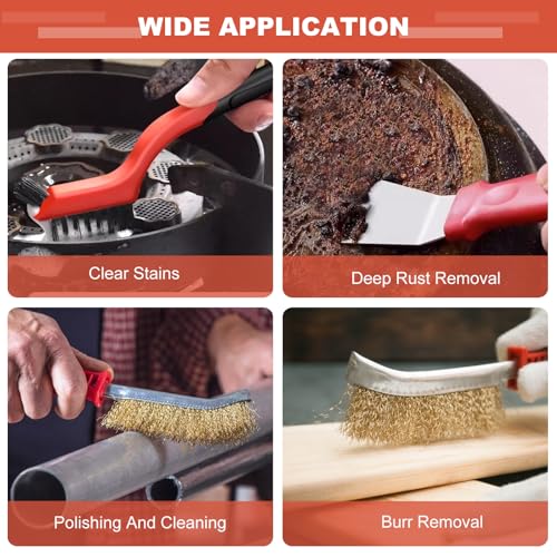 8 Pcs Wire Brushes For Cleaning, Wire Brush Set With Brass Wire Brush And Steel Wire Brush, Metal Brush Set With 2 Scrapers, 3 Sizes Of Steel Brush, Hand Wire Brush For Rust Removal 6 8 Pcs Wire Brushes For Cleaning, Wire Brush Set With Brass Wire Brush And Steel Wire Brush, Metal Brush Set With 2 Scrapers, 3 Sizes Of Steel Brush, Hand Wire Brush For Rust Removal - Image 6
