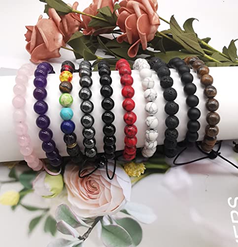 Mozaka 10 Pcs 8Mm Healing Power Gemstone Crystal Beads Bracelet Adjustable Tiger Eye Amethyst Chakra Bracelets Unisex #TOP6