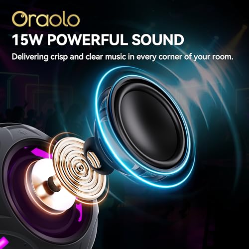 Oraolo Portable Bluetooth Speaker, Shower Speaker with RGB Lights, IPX7 Waterproof, Bluetooth 6.0, 10H Playtime, Hands-Free Calling, Wireless Outdoor Speaker for Pool, Kayak, Bike, Golf by oraolo - Image 2