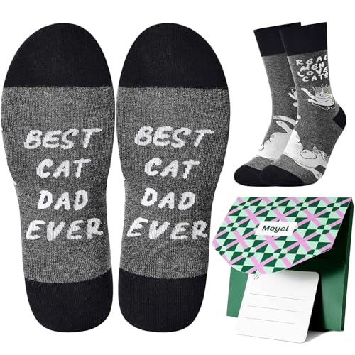 Moyel Cat Dad Gifts for Men Socks Mens 9-11 Dad Present for Cats Lovers Christmas Funny Cat Gifts for Men Birthday Mens Presents Fathers Day Gift for Daddy Husband