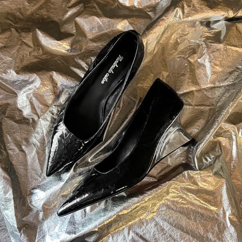 Women's Retro Pointed Closed Toe Pull-On High Wedge Heeled Shoes Classic Work Office Church Cosplay Mary Jane Cosplay Comfortable Wedding Pumps Dress Business Party Daily Wear Heels3