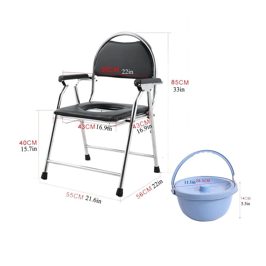 Składana Komoda/Krzesełko Pod Prysznic Przenośne składane Commodes Krzesło, Łazienka Krzesło toaletowe z oparciem, podłokietnikiem, Regulowany Krzesło prysznicowe Kemping Toaleta Krzesło alternatywne