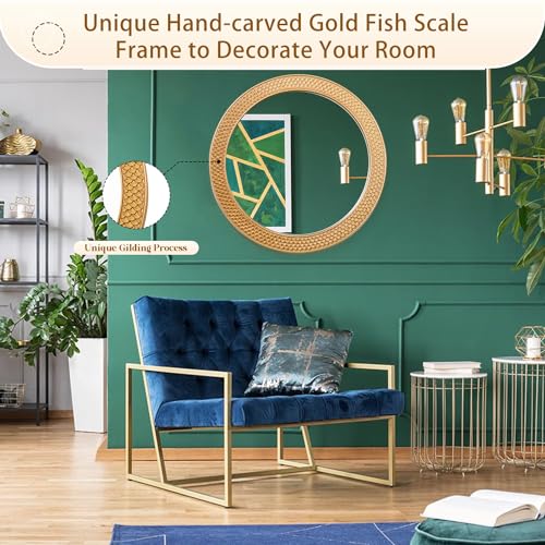 Gold-Round-Mirror-26-Inch-Decorative-Circle-Gold-Mirror-for-Wall-with-Wooden-Frame-Large-Modern-Vintage-Wall-Mounted-Circle-Mirrors-for-Living-Room-BedroomEntryway-Bathroom