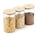 Navaris 3X Bocal en Verre Hermétique - Pot Étanche avec Couvercle en Bambou pour Conservation Alimentaire - Riz Pâtes Céréales Farine - 1000 ML