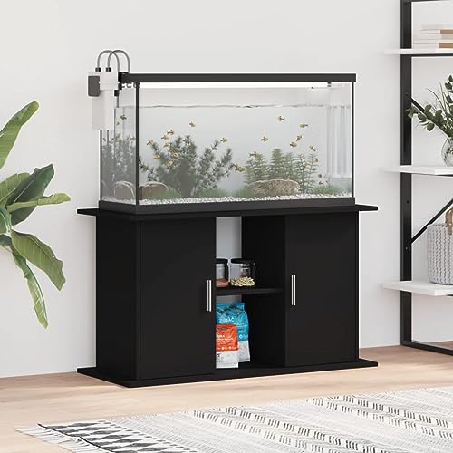Homgoday Supporto per acquario con scomparti e ripiani, armadietto per acquario, mobile per acquario, mobile per acquario, mobiletto per terrario, colore nero, 101 x 41 x 58 cm