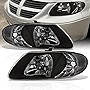 AJP Distributors Black Housing Clear Lens Reflector Signal Headlights Driving Lights Lamps Assembly Compatible/Replacement For Town & Country/Grand Caravan Voyager 2001 2002 2003 2004 2005 2006 2007