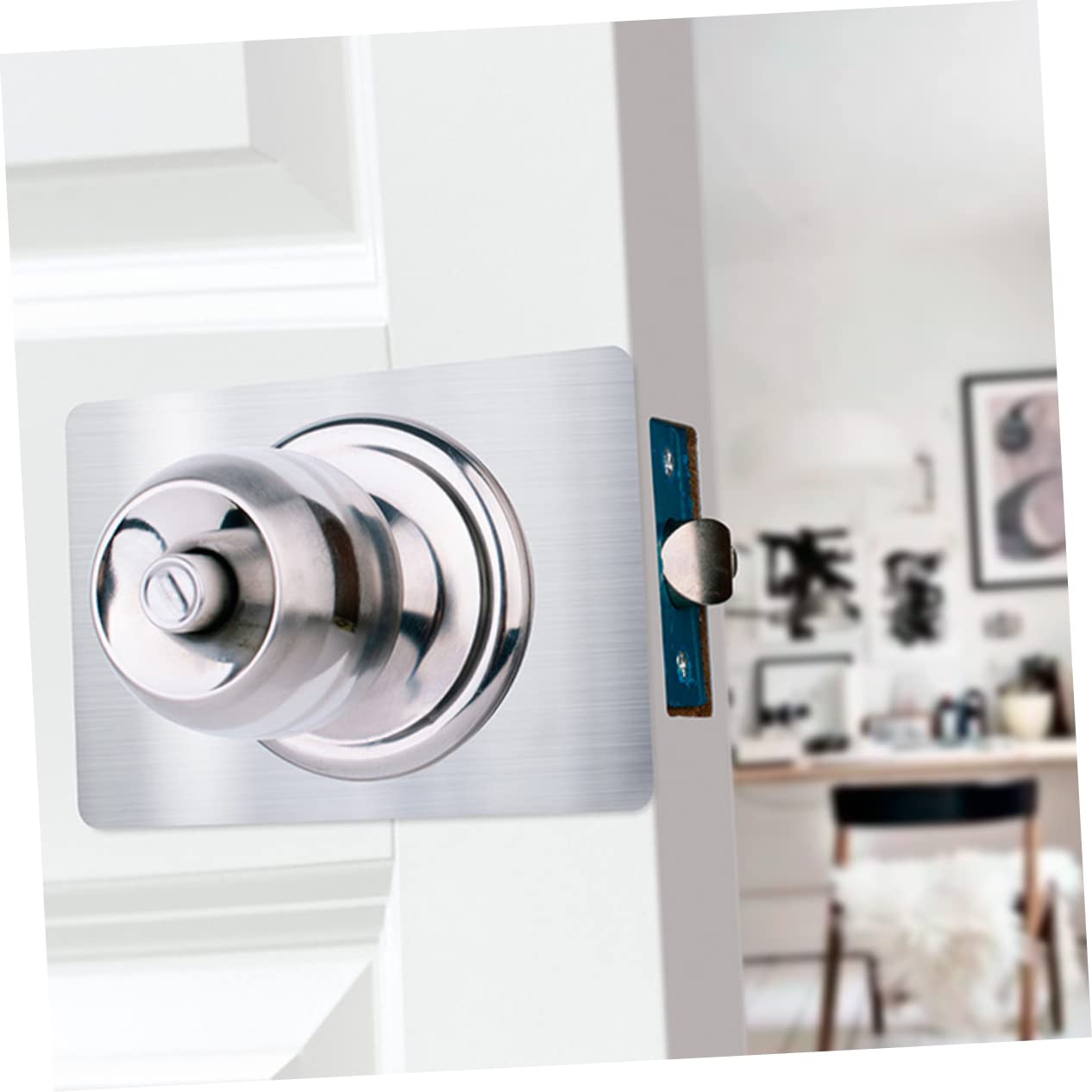 NUOBESTY 10 ensembles Pièce De Réparation De Serrure De Porte Plaque De Trou De Porte En Acier Renfort De Bouton De Porte Renfort De Serrure De Porte Plaques De Gâche Butée 2 pièces * 10