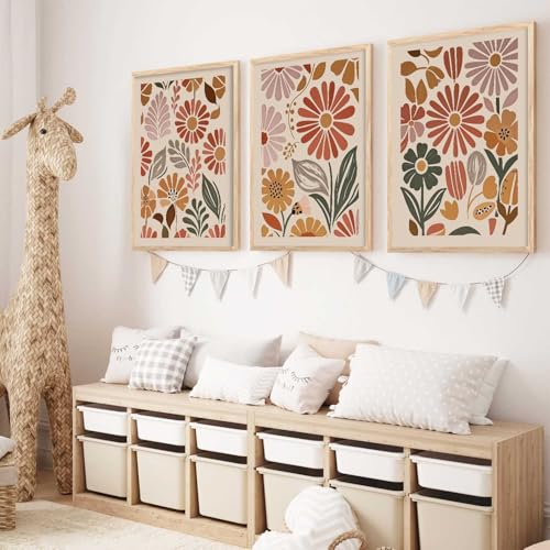 Image of HOTHOUSE Boho Painting Wall Art Home Decoration Paintings With Frame For Living Room Bed Room Hotel Wall Decor Digital Reprint Set of 3 (19X25 inch)