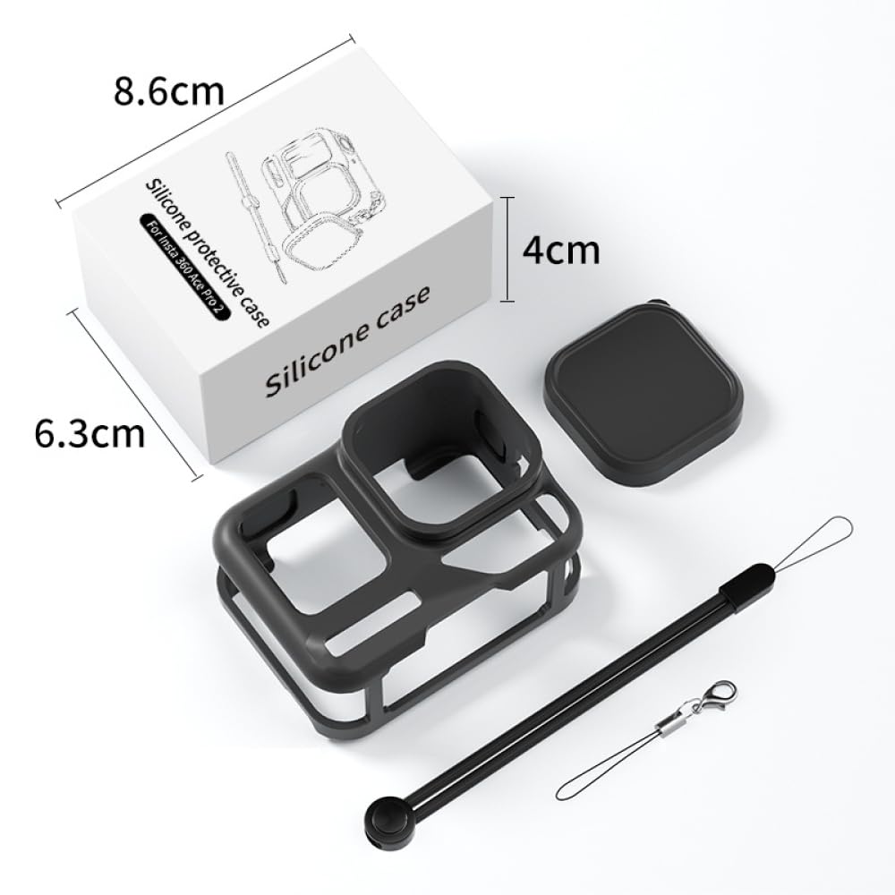 Housse Silicone 4 En 1 Pour Insta360 Ace Pro 2 - Protection Complète Avec Bouchon D'objectif, Sangle Anti-perte Et Cordon Cou