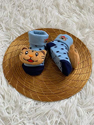 Kit 4 Meias Bebê Sapatinho Pantufa Com Bichinho - Rn 0 A 6m