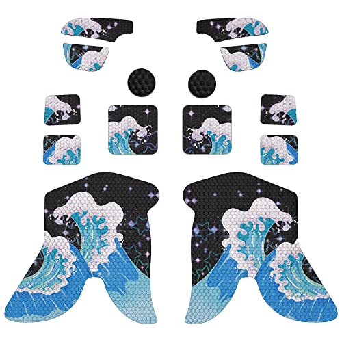 Image of PlayVital Professional Textured Soft Rubber Pads Handle Grips for Steam Deck LCD & OLED, Trackpads Skin Grip Enhancement Back Button Protective Stickers Set with Thumb Grip Caps - Shimmering Waves