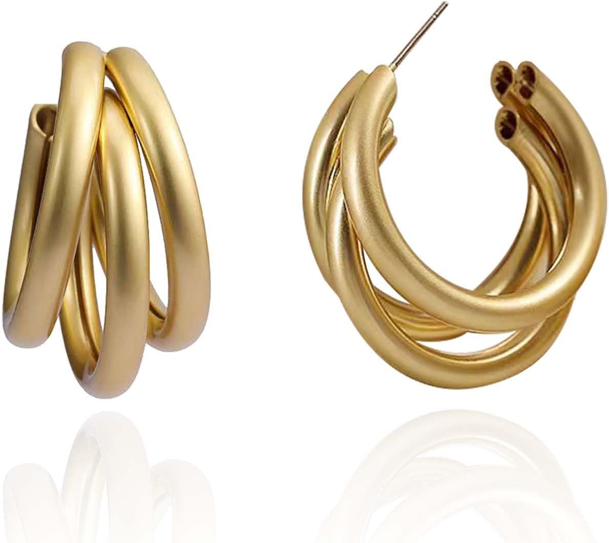 Gold Hoop Earrings for Women 14K Gold Hypoallergenic Surgical Steel Earrings Lightweight Trendy Hugging Hoops Fashion Jewelry Gifts