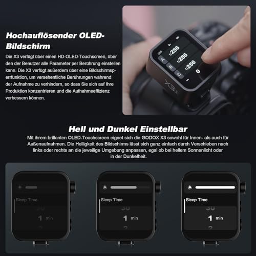 Godox X3-S Kabelloser Blitzauslöser OLED Touchscreen für Sony Kamera 2.4GHz Kabelloser 1/8000S HSS TTL Tcm Funktion Eingebauter Akku Rechargeable (Typ-c) Remote Kamerablitz Abzug für Sony
